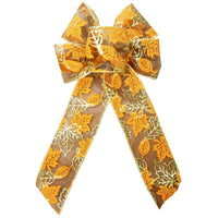 Wired Parkson Fall Leaves Bows (2.5"ribbon~6"Wx10"L) - Alpine Holiday Bows
