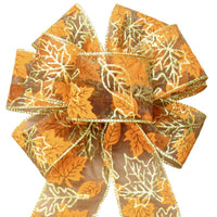 Wired Parkson Fall Leaves Bows (2.5"ribbon~8"Wx16"L) - Alpine Holiday Bows