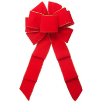 Christmas Bows - Wired Indoor Outdoor Bright Red Velvet Bow (2.5"ribbon~8"Wx16"L)