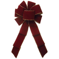 Velvet Wreath Bows - Wired Indoor Outdoor Burgundy Velvet Bow (2.5"ribbon~8"Wx16"L)