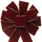 Wired Indoor Outdoor Burgundy/Gold Velvet Bow (2.5"ribbon~10"Wx20"L)