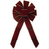 Velvet Christmas Bows - Wired Indoor Outdoor Burgundy Velvet Bow (2.5"ribbon~10"Wx20"L)
