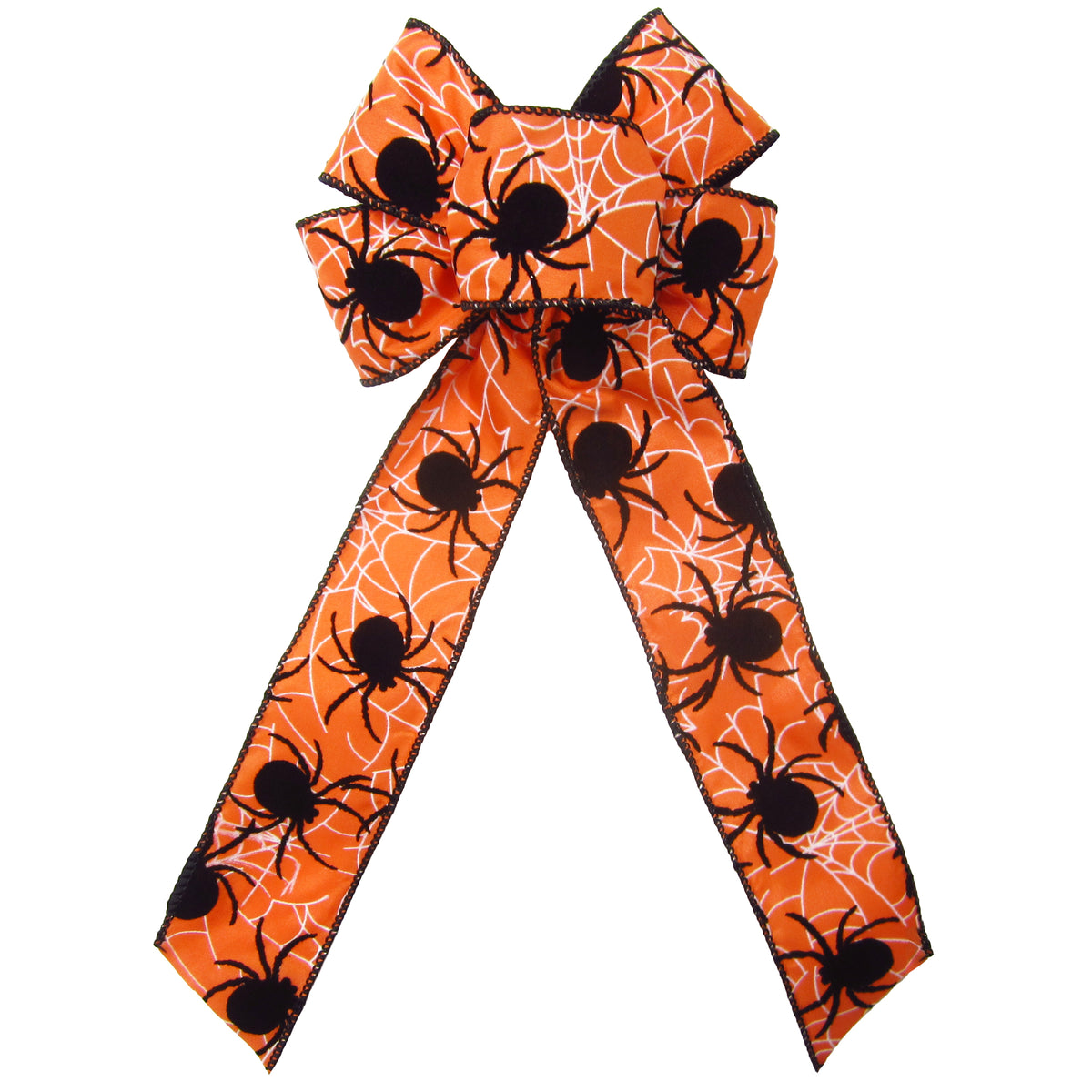 Fall Bows - Halloween Bows - Wired Halloween Webs of Spiders Bow 6 Inch