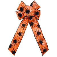 Wired Halloween Web of Spiders Bow (2.5"ribbon~6"Wx10"L)