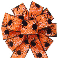 Halloween Bows - Wired Halloween Web of Spiders Bow (2.5"ribbon~10"Wx20"L)