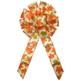 Fall Wreath Bows - Wired Fall Leaflets Bows (2.5"ribbon~10"Wx20"L)