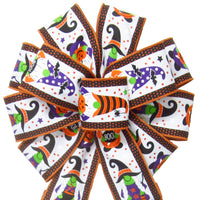 Halloween Bows - Wired Halloween Gnomes & Witches Bow (2.5"ribbon~10"Wx20"L)