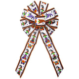 Halloween Wreath Bows - Wired Halloween Gnomes & Witches Bow (2.5"ribbon~10"Wx20"L)
