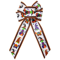 Halloween Bows - Wired Halloween Gnomes & Witches Bow (2.5"ribbon~6"Wx10"L)