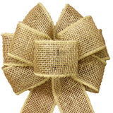 Wired Country Burlap Natural Bow (2.5"ribbon~8"Wx16"L) - Alpine Holiday Bows
