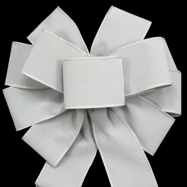 Hand tied Bows - Wired Indoor Outdoor White Velvet Bow 6 Inch