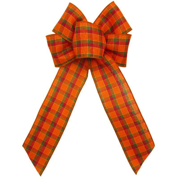 Wired Harvest Plaid Bows (2.5"ribbon~6"Wx10"L) - Alpine Holiday Bows