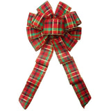 Wired Holiday Plaid Bow (2.5"ribbon~10"Wx20"L) - Alpine Holiday Bows