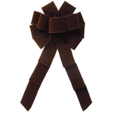 Wired Indoor Outdoor Brown Velvet Bow (2.5"ribbon~10"Wx20"L) - Alpine Holiday Bows
