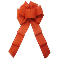 Wired Burnt Orange Linen Bow (2.5"ribbon~8"Wx16"L) - Alpine Holiday Bows