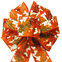 Wired Warm Leaves of Autumn Bows (2.5"ribbon~8"Wx16"L) - Alpine Holiday Bows