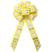 Wired Yellow Linen Easter Bunny Bow (2.5"ribbon~10"Wx20"L) - Alpine Holiday Bows