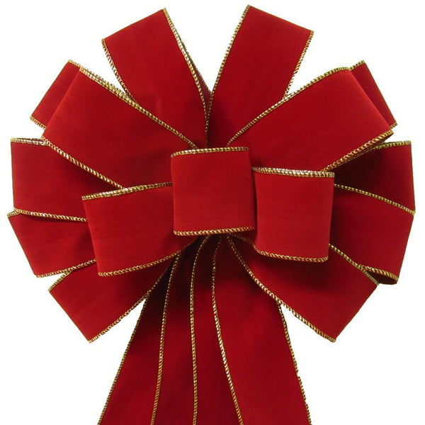 Christmas Wreath Bows - Wired Indoor Outdoor Berry Red Velvet Bow (2.5"ribbon~14"Wx24"L)