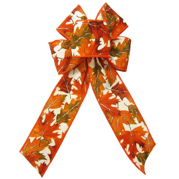 Wired Warm Leaves of Autumn Bows (2.5"ribbon~6"Wx10"L) - Alpine Holiday Bows