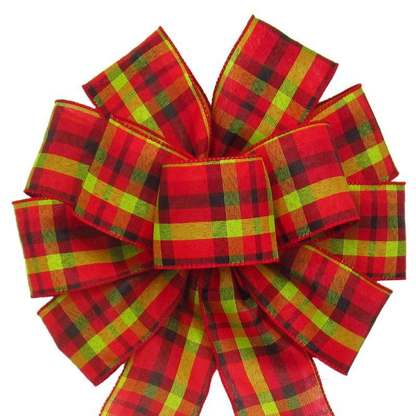 Wired Gala Party Plaid Bow (2.5"ribbon~10"Wx20"L) - Alpine Holiday Bows