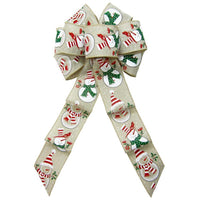 Christmas Bows - Wired Blusty Snowman Natural Bow (2.5"ribbon~8"Wx16"L)