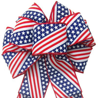 Patriotic Wreath Bows - Wired Old Glory Patriotic Bows (2.5"ribbon~8"Wx16"L)