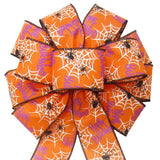 Wired Halloween Spiders Bow (2.5"ribbon~10"Wx20"L) - Alpine Holiday Bows