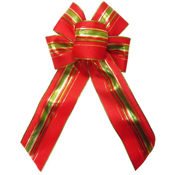 Wired Festive Deco Red Holiday Bow (2.5"ribbon~6"Wx10"L) - Alpine Holiday Bows
