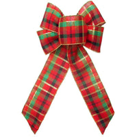 Wired Holiday Plaid Bow (2.5"ribbon~6"Wx10"L) - Alpine Holiday Bows