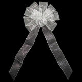 Wired Outdoor Mesh Silver Bow (2.5"ribbon~10"Wx20"L) - Alpine Holiday Bows