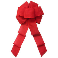 Wired Red Linen Bow (2.5"ribbon~8"Wx16"L) - Alpine Holiday Bows