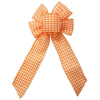Wired Gingham Check Orange & White Bow (2.5"ribbon~6"Wx10"L) - Alpine Holiday Bows