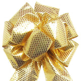 Wired Sparkling Gold Lame Bow (2.5"ribbon~8"Wx16"L) - Alpine Holiday Bows