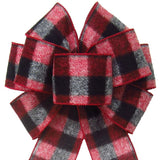 Wired Log Cabin Buffalo Plaid Flannel Bow (2.5"ribbon~8"Wx16"L) - Alpine Holiday Bows
