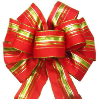 Wired Festive Deco Red Holiday Bow (2.5"ribbon~10"Wx20"L) - Alpine Holiday Bows