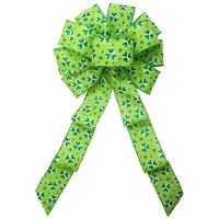 Wired St Patrick Lucky Shamrock Bow (2.5"ribbon~10"Wx20"L) - Alpine Holiday Bows