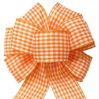 Gingham Check Orange & White Bow (2.5"ribbon~8"Wx16"L) - Alpine Holiday Bows