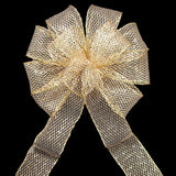 Wired Outdoor Mesh Gold Bow (2.5"ribbon~10"Wx20"L) - Alpine Holiday Bows