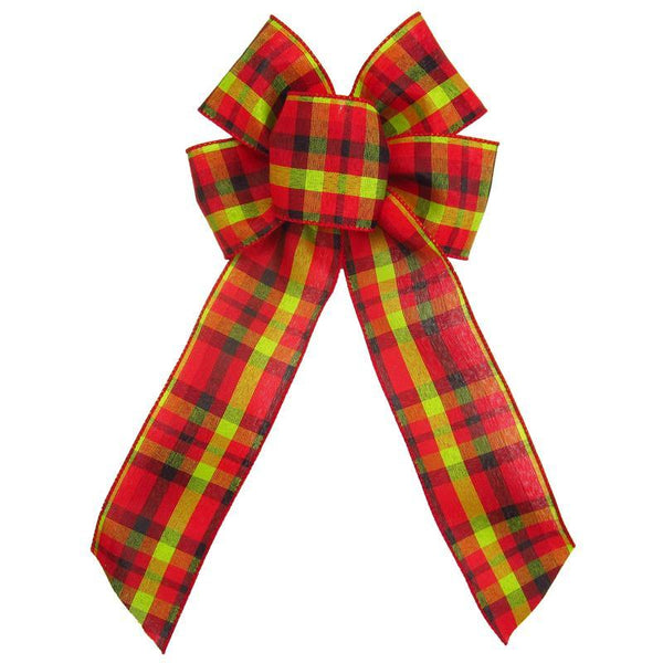 Wired Gala Party Plaid Bow (2.5"ribbon~6"Wx10"L) - Alpine Holiday Bows
