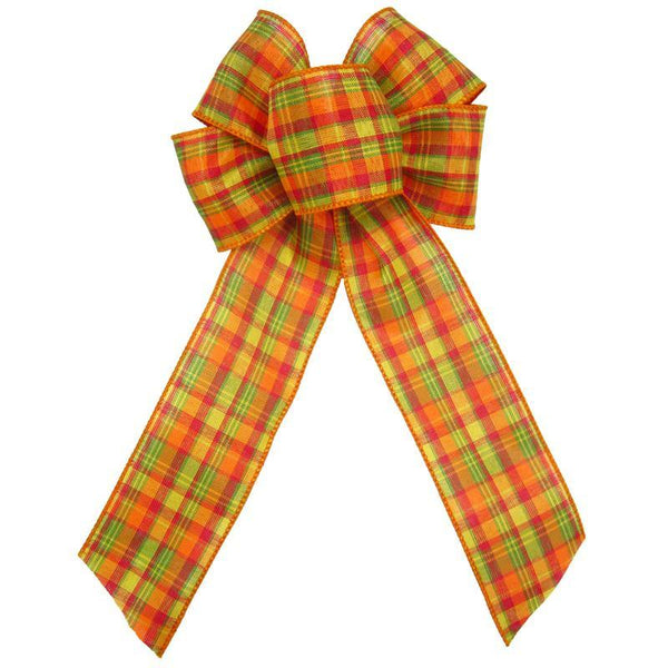 Wired Cider Plaid Bows (2.5"ribbon~6"Wx10"L) - Alpine Holiday Bows