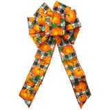 Wired Buffalo Plaid Pumpkins Bows (2.5"ribbon~8"Wx16"L) - Alpine Holiday Bows