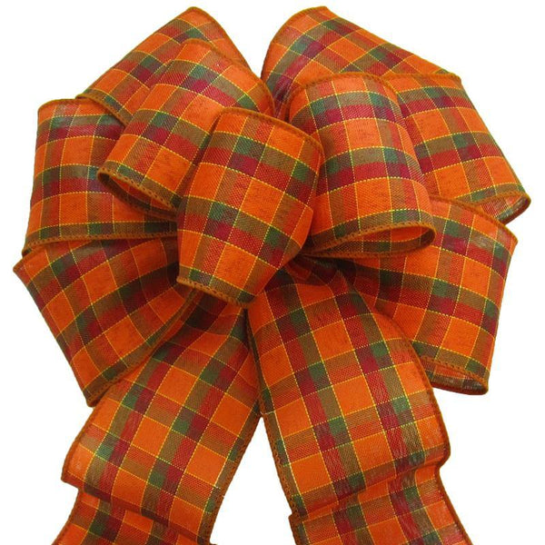 Wired Harvest Plaid Bows (2.5"ribbon~8"Wx16"L) - Alpine Holiday Bows