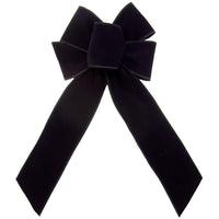 Wired Indoor Outdoor Black Velvet Bow (2.5"ribbon~6"Wx10"L) - Alpine Holiday Bows