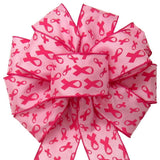 Wired Pink Breast Cancer Awareness Bow (2.5"ribbon~10"Wx20"L) - Alpine Holiday Bows