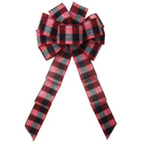 Wired Log Cabin Buffalo Plaid Flannel Bow (2.5"ribbon~10"Wx20"L) - Alpine Holiday Bows
