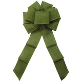 Wired Moss Green Linen Bow (2.5"ribbon~8"Wx16"L) - Alpine Holiday Bows