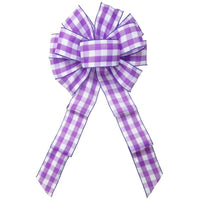 Wired Buffalo Plaid Purple & White Linen Bows (2.5"ribbon~10"Wx20"L) - Alpine Holiday Bows