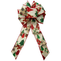 Wired Woodland Patchwork Plaid Bow (2.5"ribbon~8"Wx16"L) - Alpine Holiday Bows