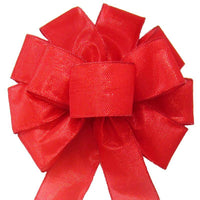 Wired Gleaming Bright Red Bow (2.5"ribbon~10"Wx20"L) - Alpine Holiday Bows