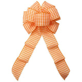 Gingham Check Orange & White Bow (2.5"ribbon~8"Wx16"L) - Alpine Holiday Bows